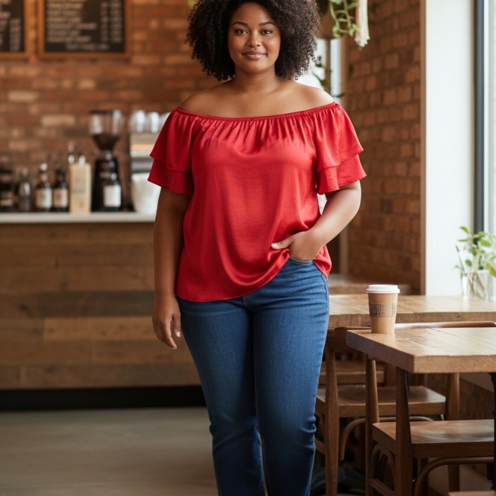 Terra & Sky Vibrant Red Blouse